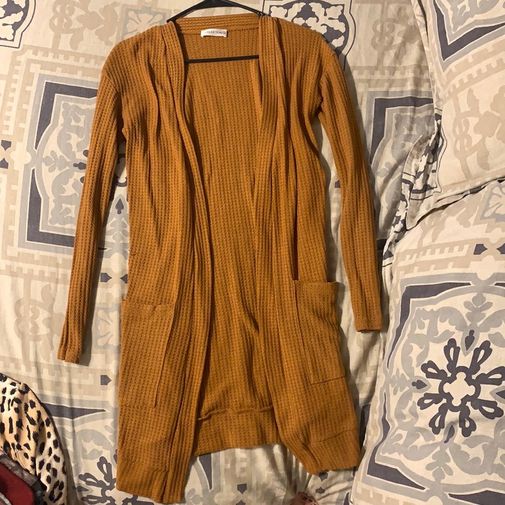 Tickled Teal burnt orange cardigan